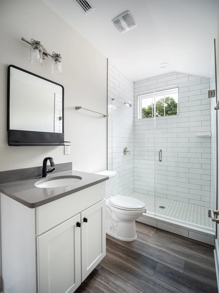 Plumbers in Upminster working on a domestic bathroom installation